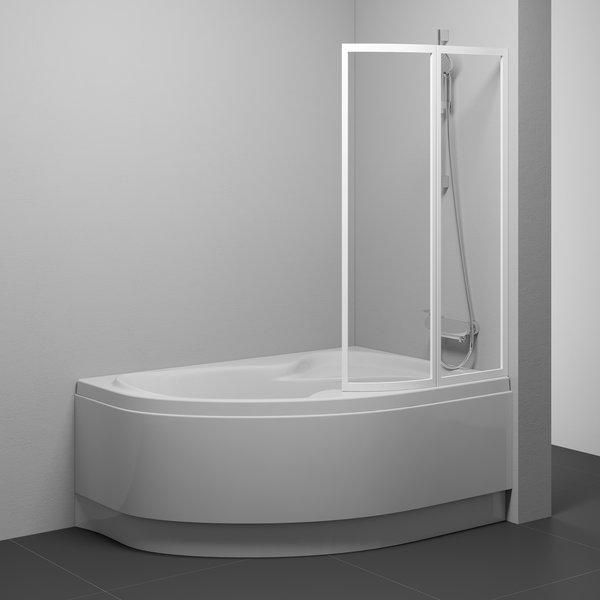 Ravak bath screen VSK2 ROSA 140 R white+polystyrene Rain cover photo