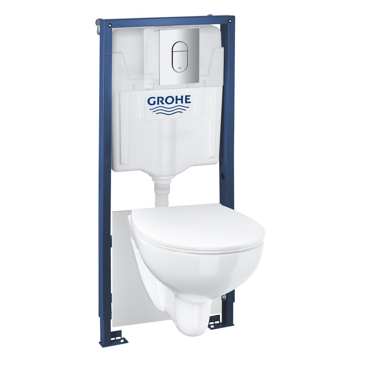 Grohe set - WC BauCeramic Rimless with seat SC, built-in frame h=1130mm, rinsing button Arena Cosmo chrome, brackets + gasket, 39902000 cover photo