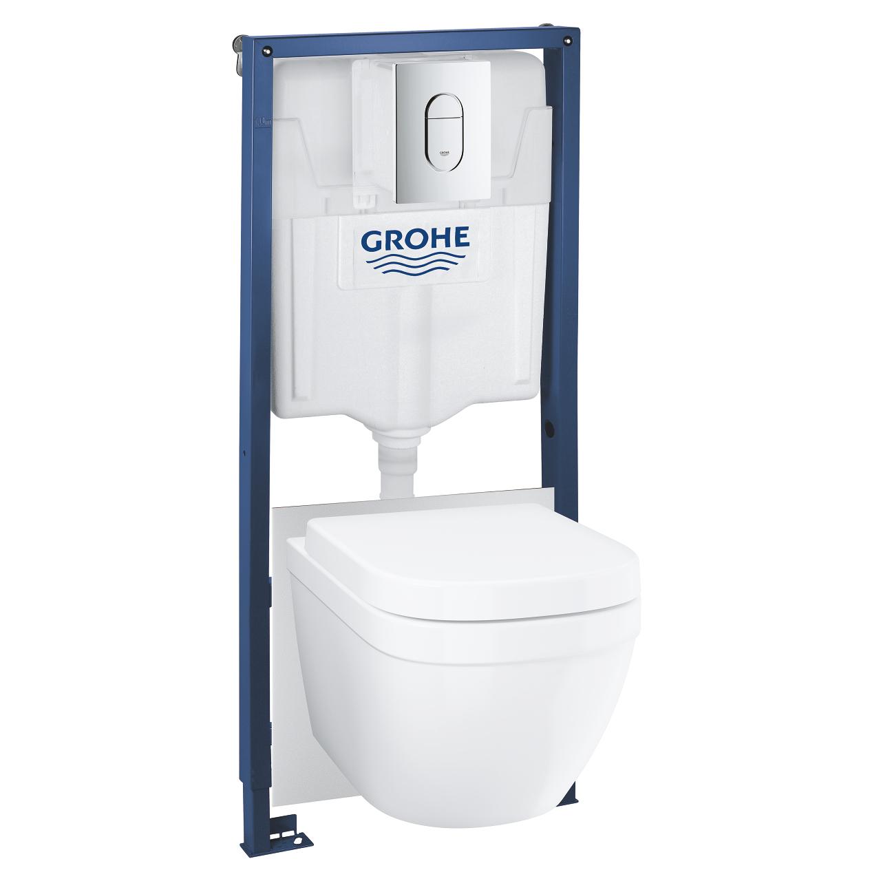 Grohe set - WC EuroCeramic Rimless with seat SC, built-in frame + rinsing button Arena Cosmo, brackets, 39536000 cover photo