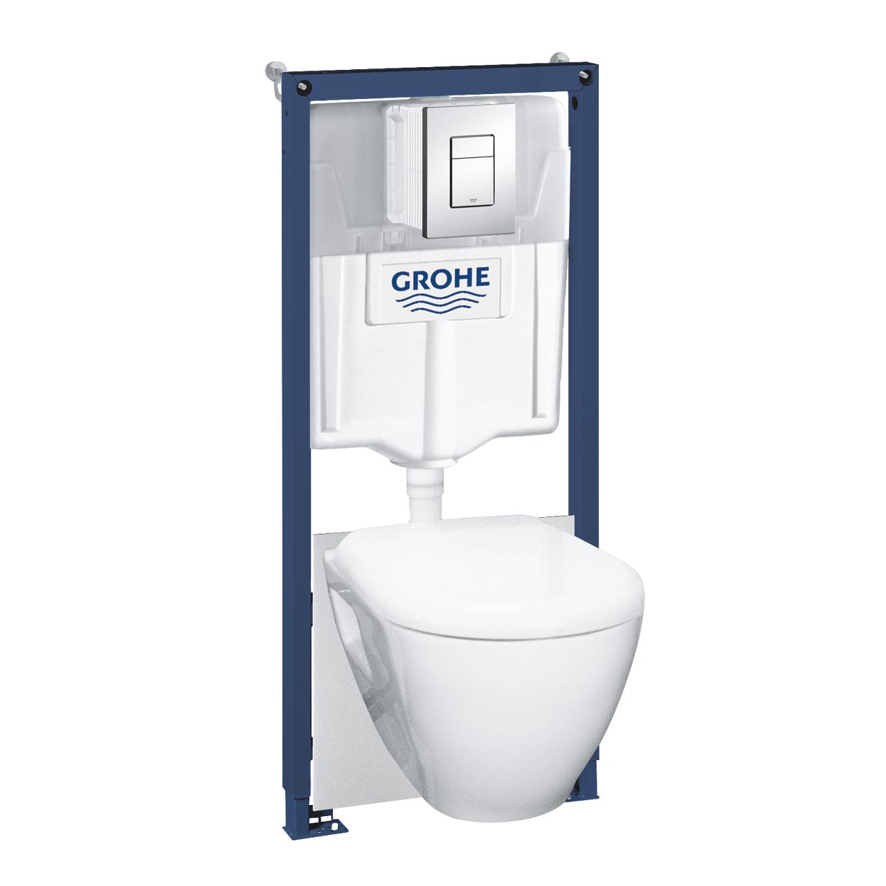 Grohe set - WC Serel with seat SC, built-in frame h=1130mm, rinsing button Skate Cosmo chrome, brackets, gasket, 39468000 cover photo