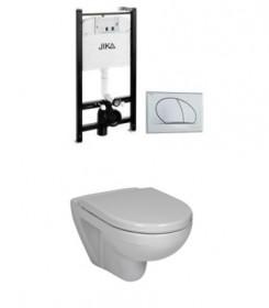 Jika WC set built-in frame + button chrome + hanging WC Lyra Plus+seat Duroplast cover photo