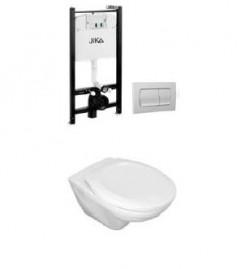 Jika WC set built-in WC frame+button white+WC Euroline+seat cover photo