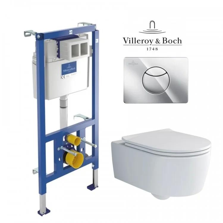 Villeroy&Boch WC set with SC seat Soul, frame ViConnect, button 100S (chrome) (4656HR01+92230900+92248561), GB11SOULKOMBIDF cover photo