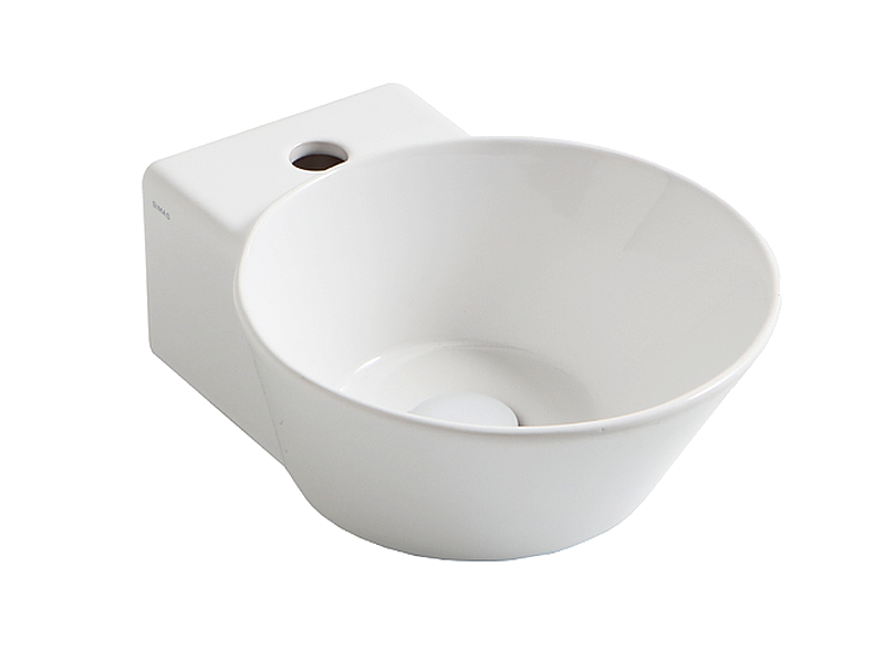Simas Wave washbasin 33.5x43cm, round, wall/ surface- mounted, white, WA05 cover photo