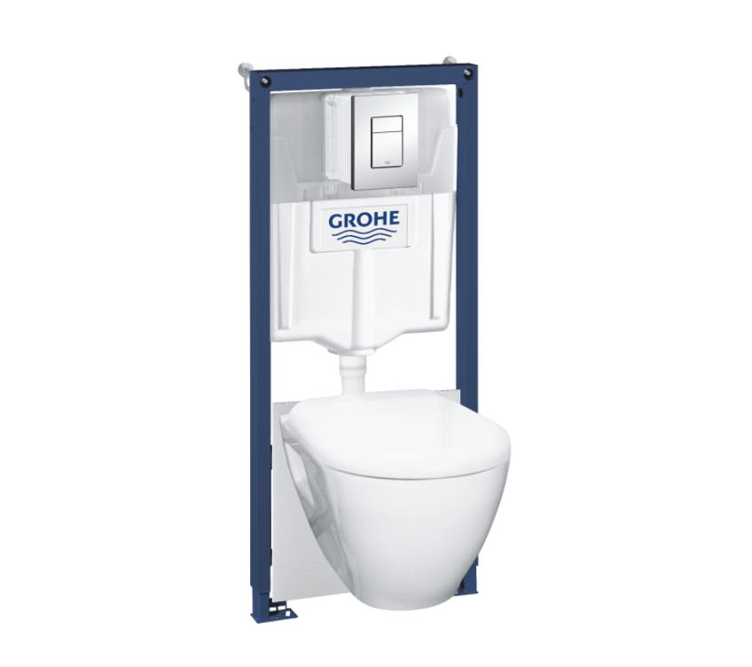 Grohe WC set built-in with SC seat Serel, frame h=1130mm, rinsing button Skate Cosmo chrome, fasteners, gasket, 39468000exp cover photo