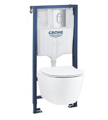 Grohe WC set built-in with QR/SC seat Serel Rimless, frame Solido, rinsing buttonArena Cosmo (chrome), 101046SH0H cover photo