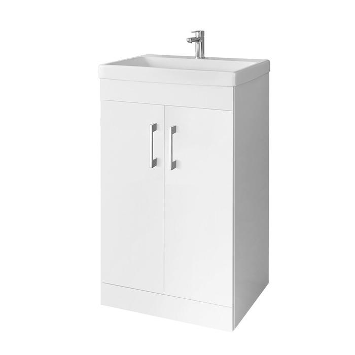 Riva Floor Standing Bathroom Vanity Unit with 2 Doors for washbasin RIVA50C-1 or RIVA50C, SA 50FS White cover photo