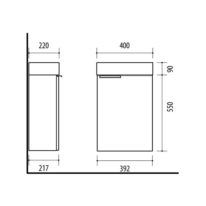 Riva Bathroom Vanity Unit with 1 Door, with washbasin RIVA40A, SA 40A-5 Woodflow Ash cover photo