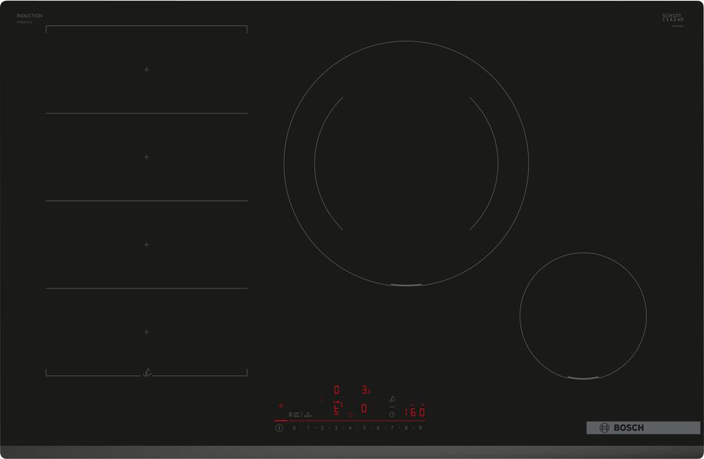 Bosch s6, induction surface, 80cm,Flex + 2 rings, beveled edge, PXE831HC1E cover photo