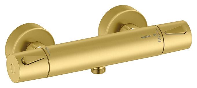 Damixa Silhouet thermostat shower mixer 1/2" down, BRUSHED BRASS (PVD) 744007900 cover photo