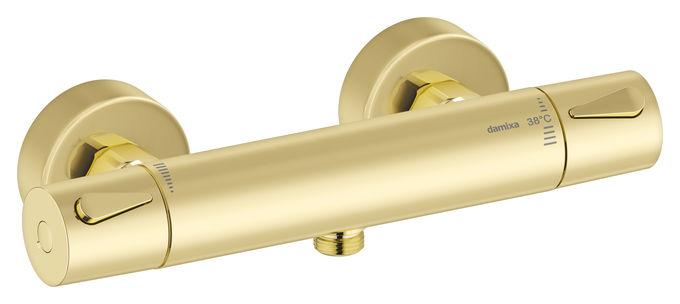 Damixa Silhouet thermostat shower mixer 1/2" down, POLISHED BRASS (PVD) 744007700 cover photo