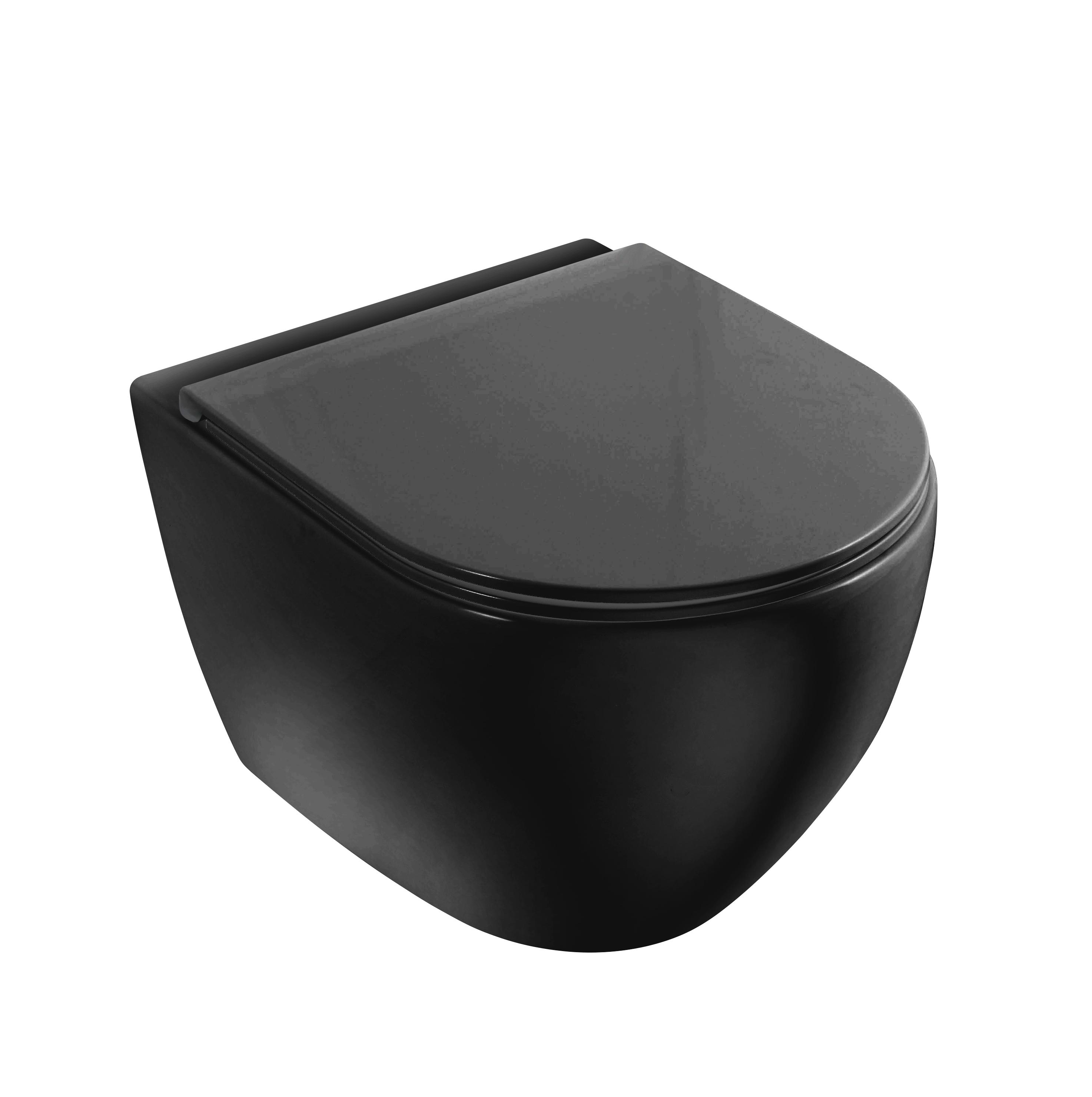 Vento WC wall mounted Vento Hugge Rimless matte black with Duroplast Soft Clode WC seat, TR2196DF-U18 cover photo