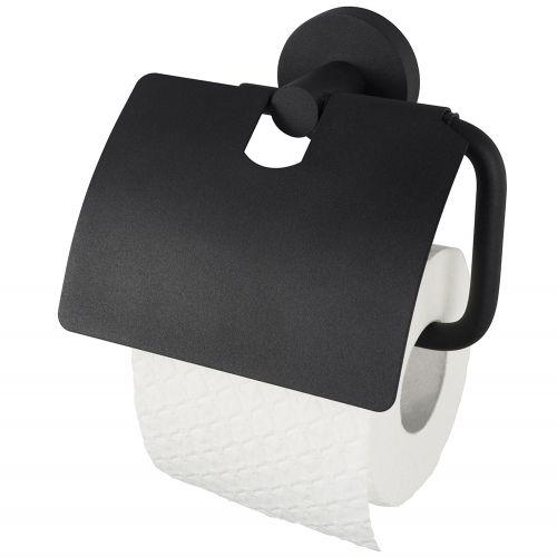 Haceka Kosmos Toilet Roll Holder with Cover Matt Black, 1208518 cover photo