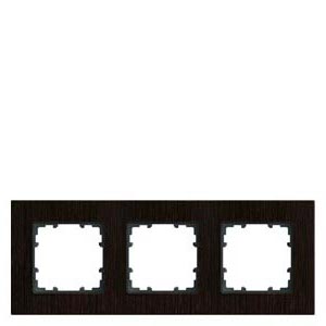 Siemens 3-slot socket frame wood WENGE DELTA MIRO, 5TG1103-0 cover photo