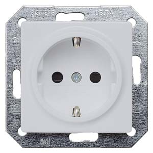 Siemens flush-mounted 1-slot electricity socket mechanism grounded with protection aluminum DELTA I-SYST, 5UB1934 cover photo