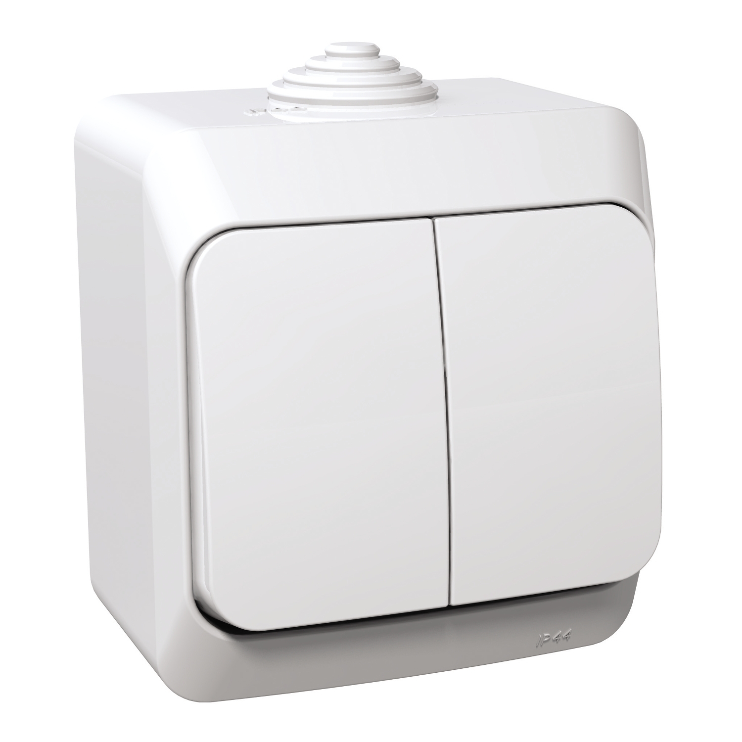 Schneider Electric Two-button switch (1+1) surface-mounted White IP44 with k-lamp CEDAR P, WDE000551 cover photo