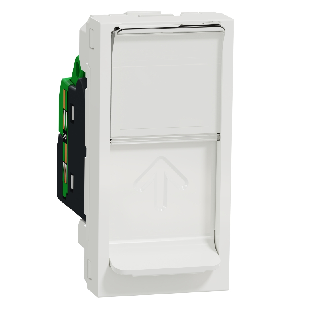Schneider Electric data socket 1xRJ45 with konekt. Cat6 UTP 22.5x45mm 1mod White Unica, NU341418 cover photo