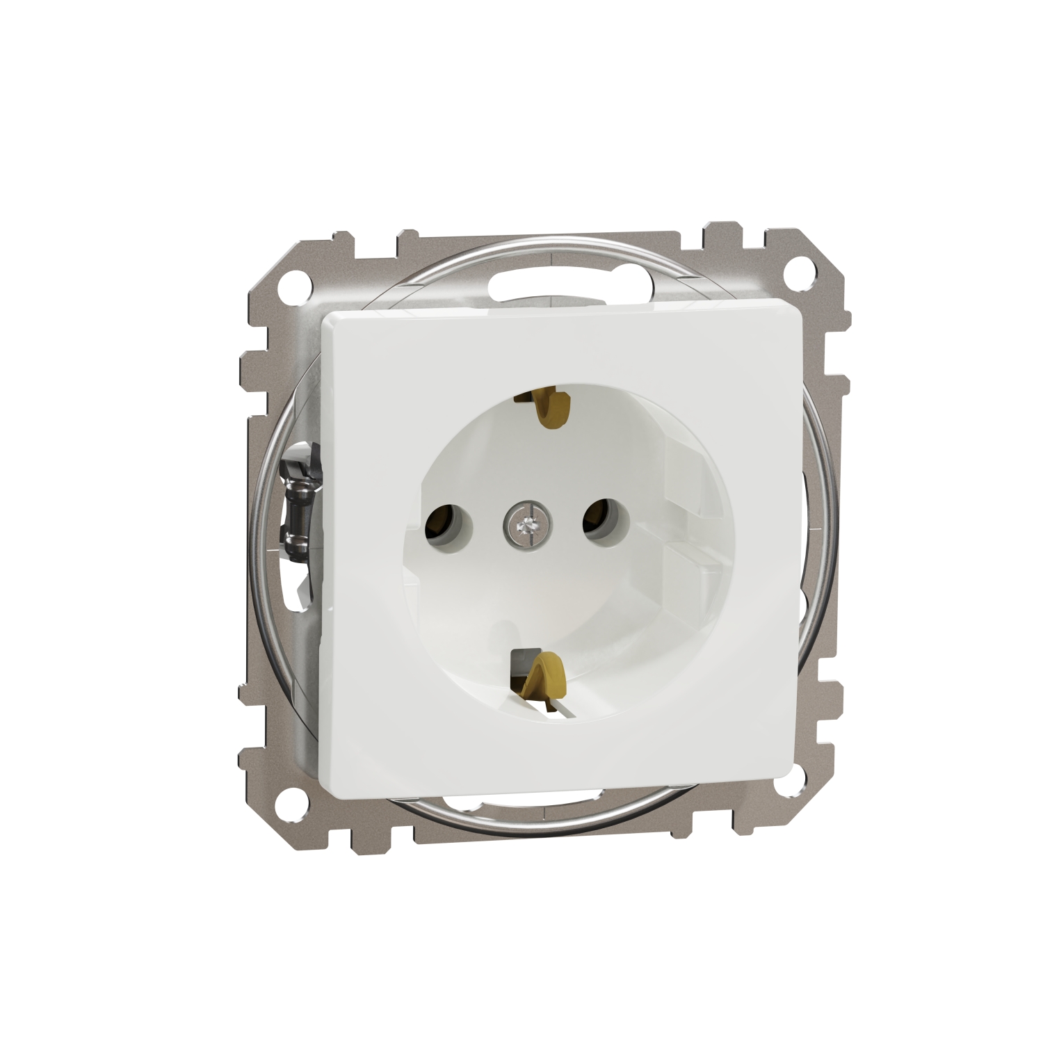 Schneider Electric socket 1-slot flush-mounted (mechanism) with zem. (atsp. term.) white SEDNA Design, SDD111026 cover photo