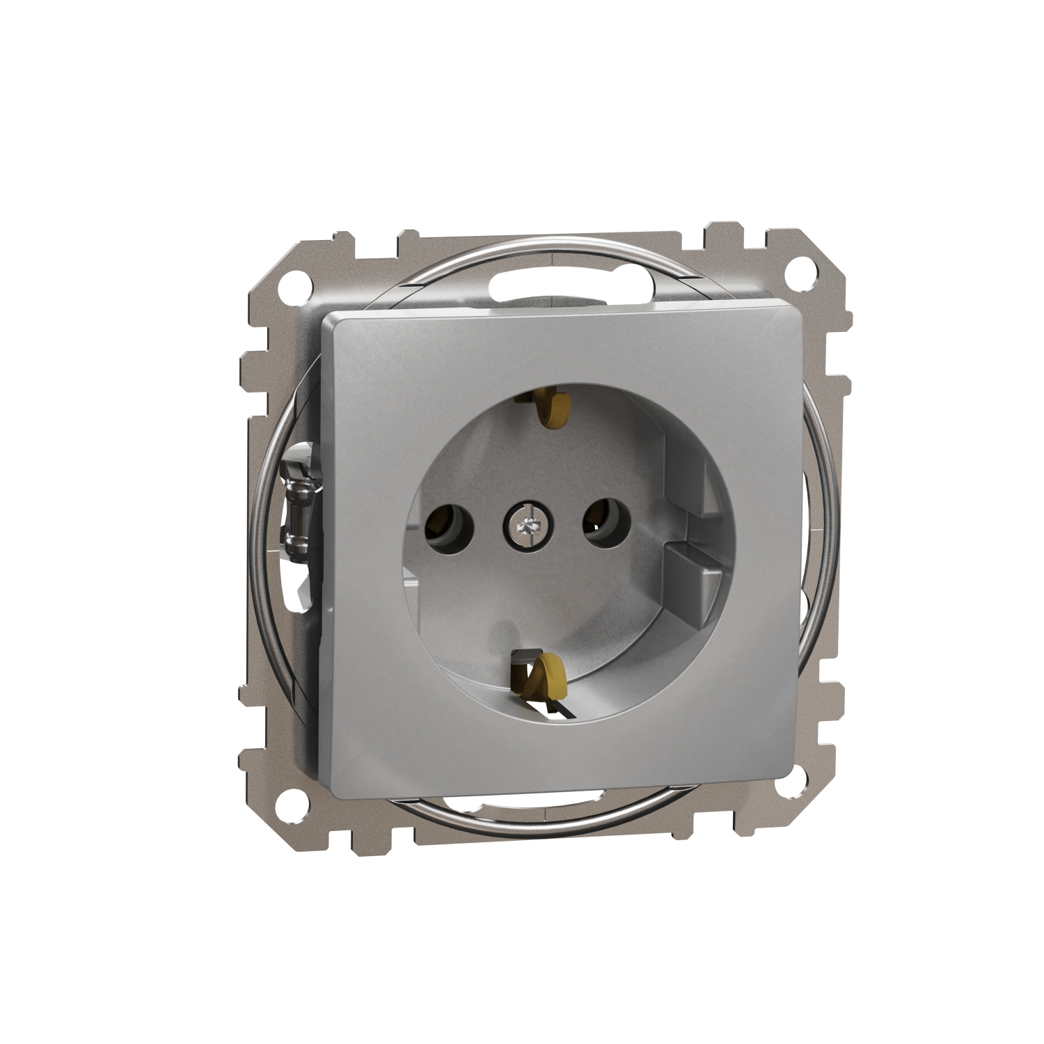 Schneider Electric socket 1-slot flush-mounted (mechanism) with zem. aluminum SEDNA Design, SDD113025 cover photo