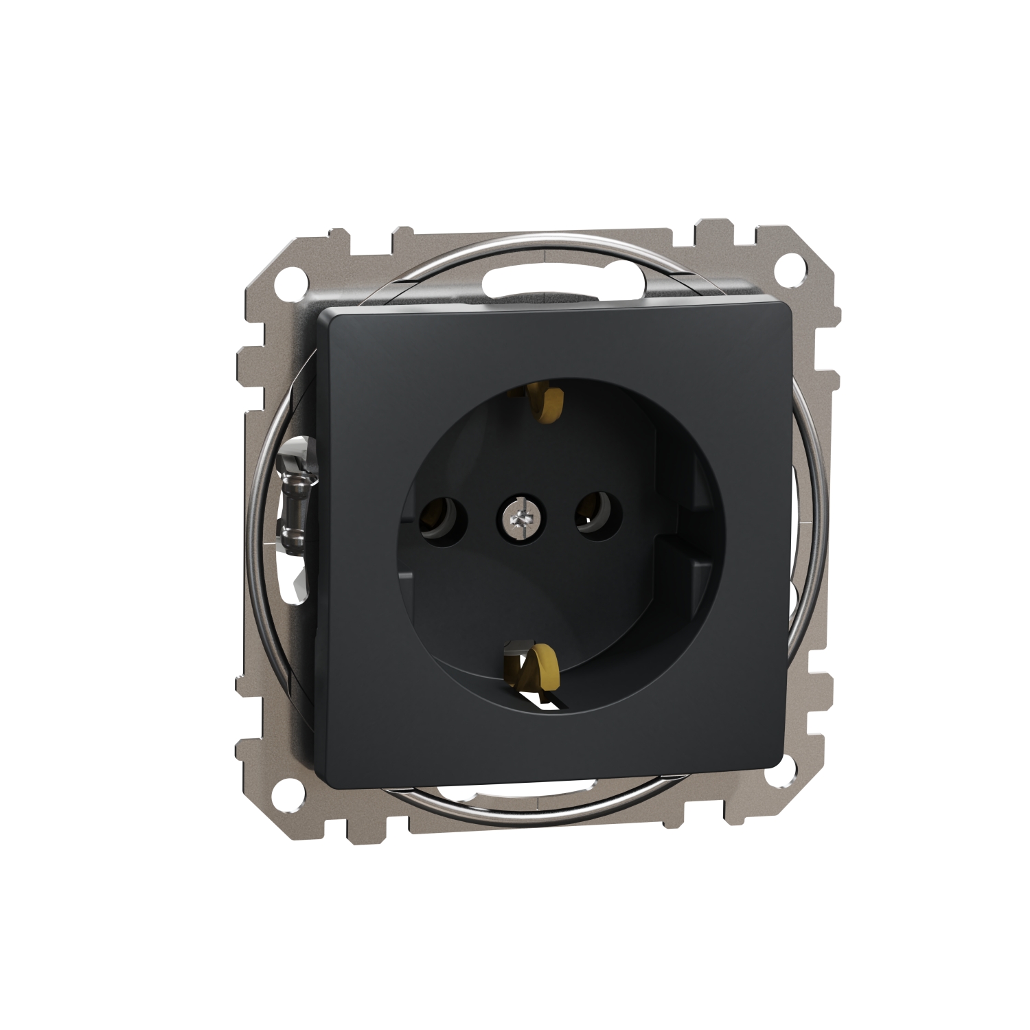 Schneider Electric socket 1-slot flush-mounted (mechanism) with zem. anthracite SEDNA Design, SDD114025 cover photo