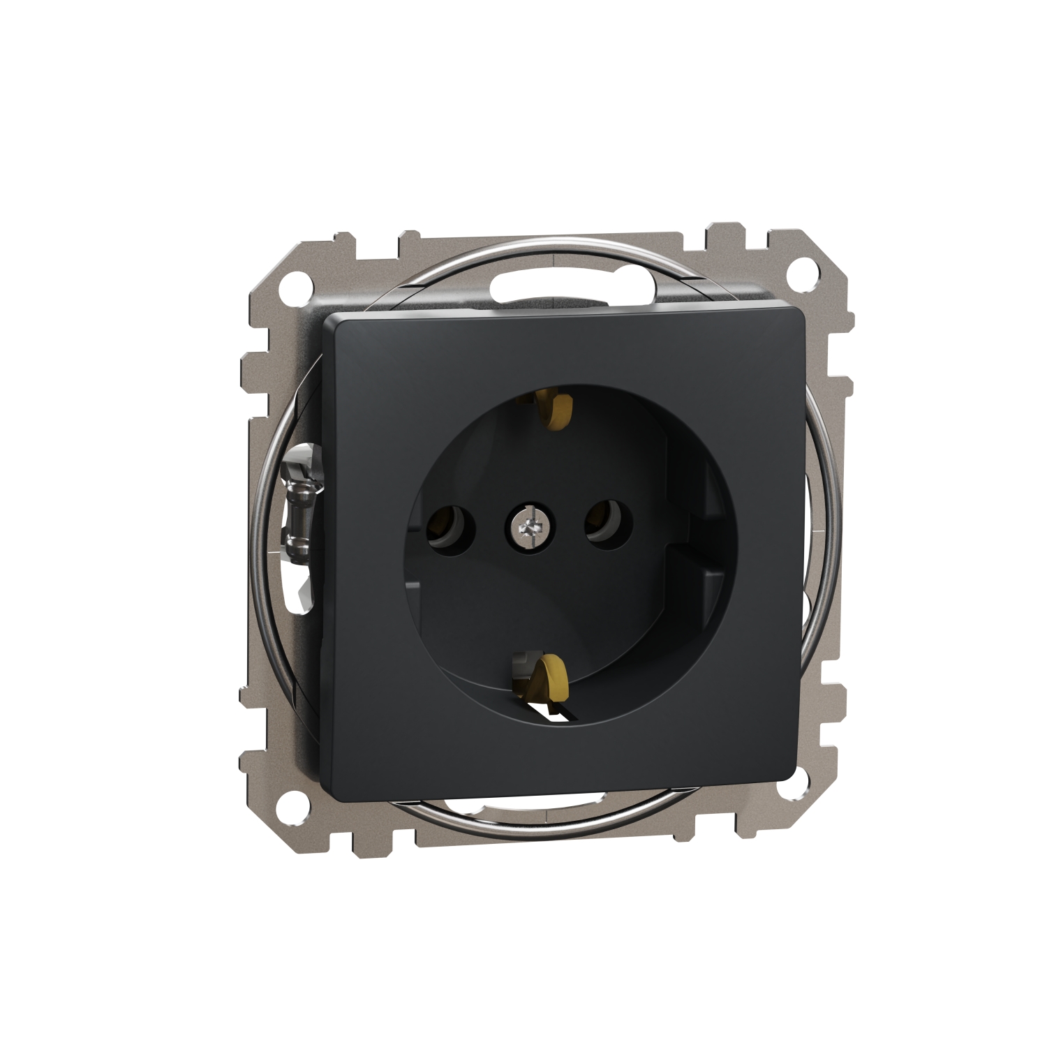 Schneider Electric socket 1-slot flush-mounted (mechanism) with zem. (atsp.t.) anthracite SEDNA Design, SDD114026 cover photo