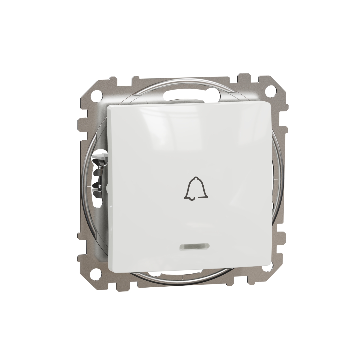 Schneider Electric impulse switch flush-mounted with a bell symbol and blue LED ind. White SEDNA Desi, SDD111131L cover photo