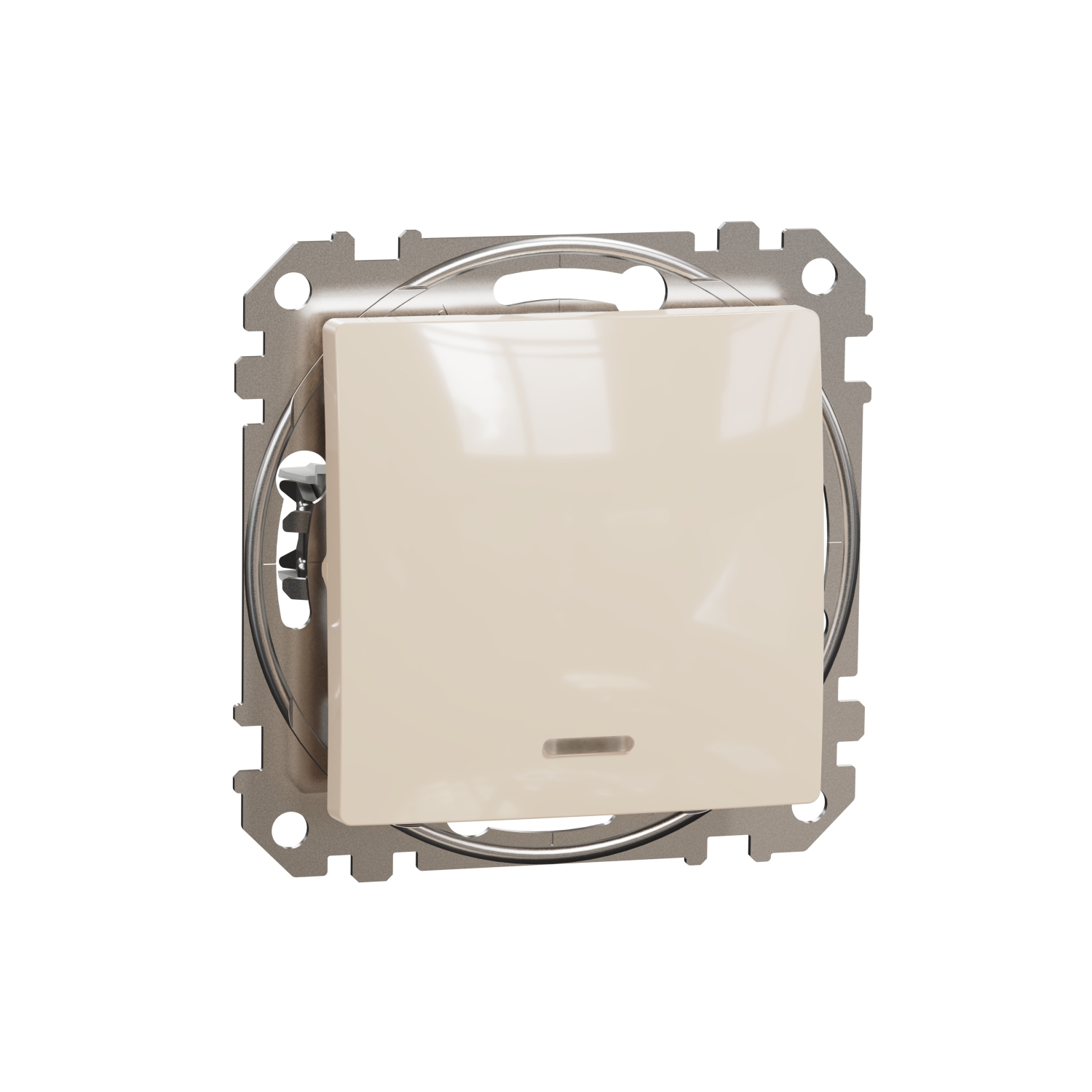Schneider Electric two-way switch mechanism flush-mounted with blue LED ind. 16A beige SEDNA Design, SDD112166L cover photo
