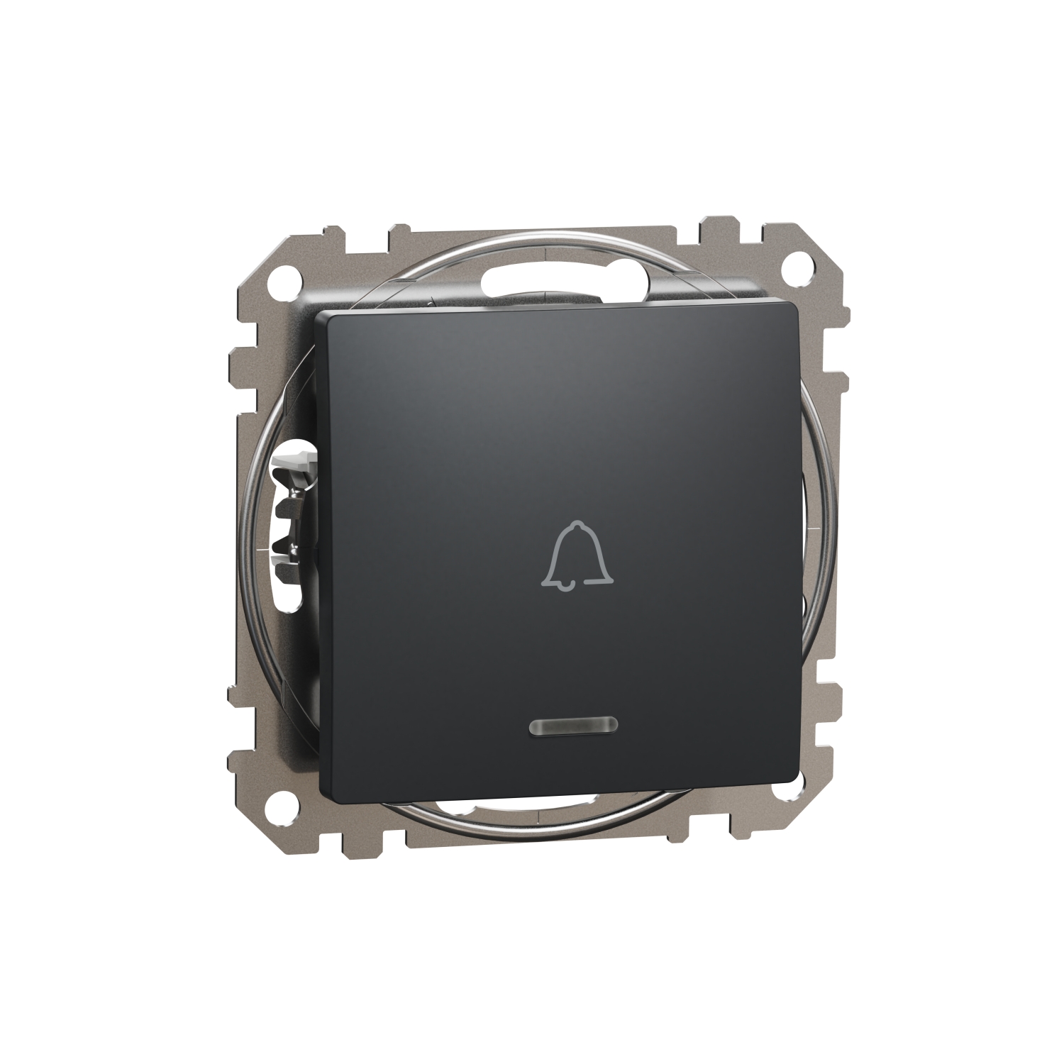 Schneider Electric impulse switch flush-mounted with a bell symbol and blue LED ind. anthracite SEDNA D, SDD114131L cover photo