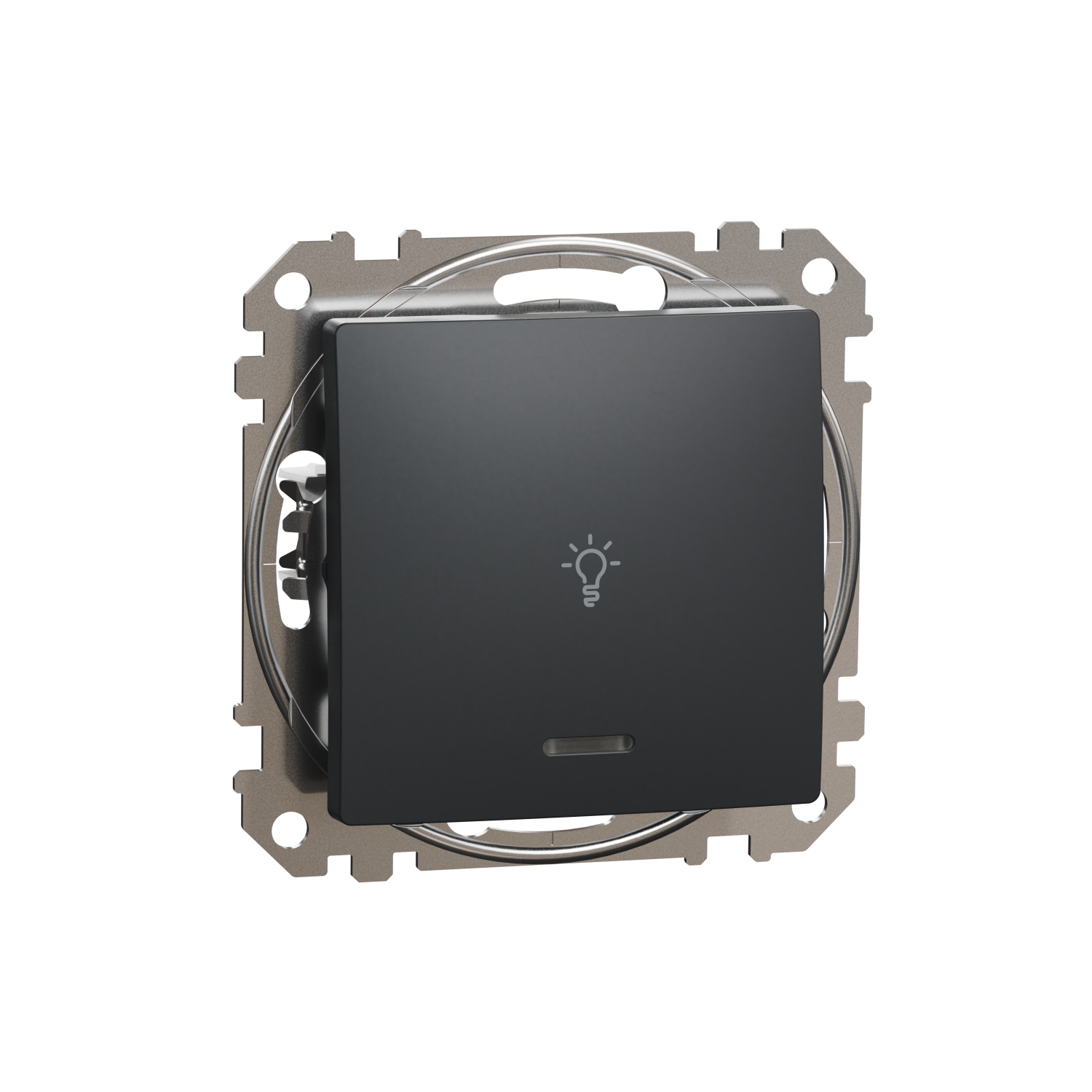 Schneider Electric impulse switch flush-mounted with a light symbol and blue LED ind. anthracite SEDNA D, SDD114132L cover photo