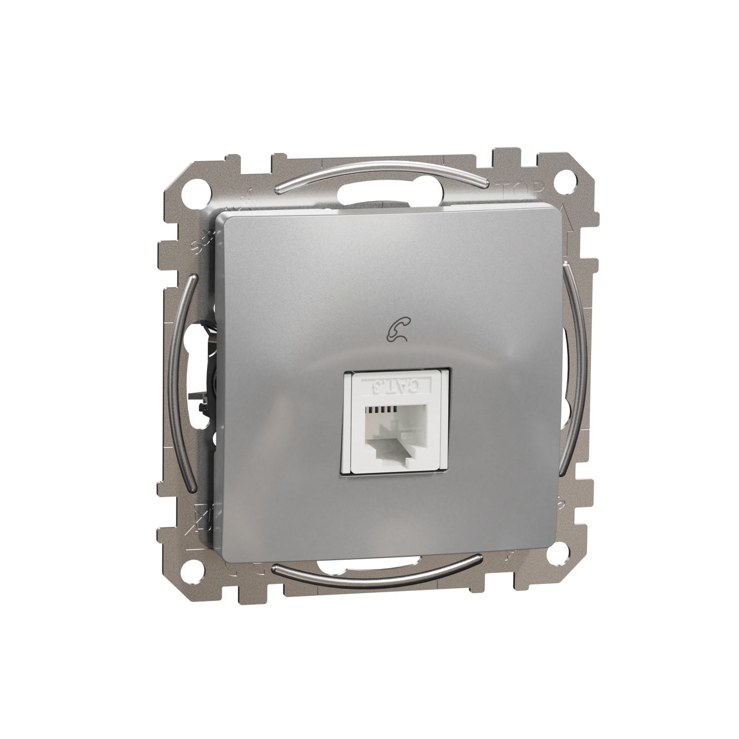 Schneider Electric telephone socket 1xRJ11 flush-mounted (mechanism) aluminum SEDNA Design, SDD113491 cover photo