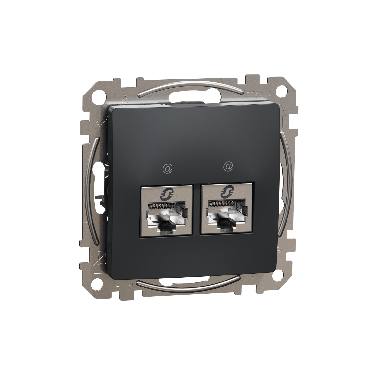 Schneider Electric data socket 2xRJ45 flush-mounted (mechanism) CAT6A STP anthracite SEDNA Design, SDD114467S cover photo