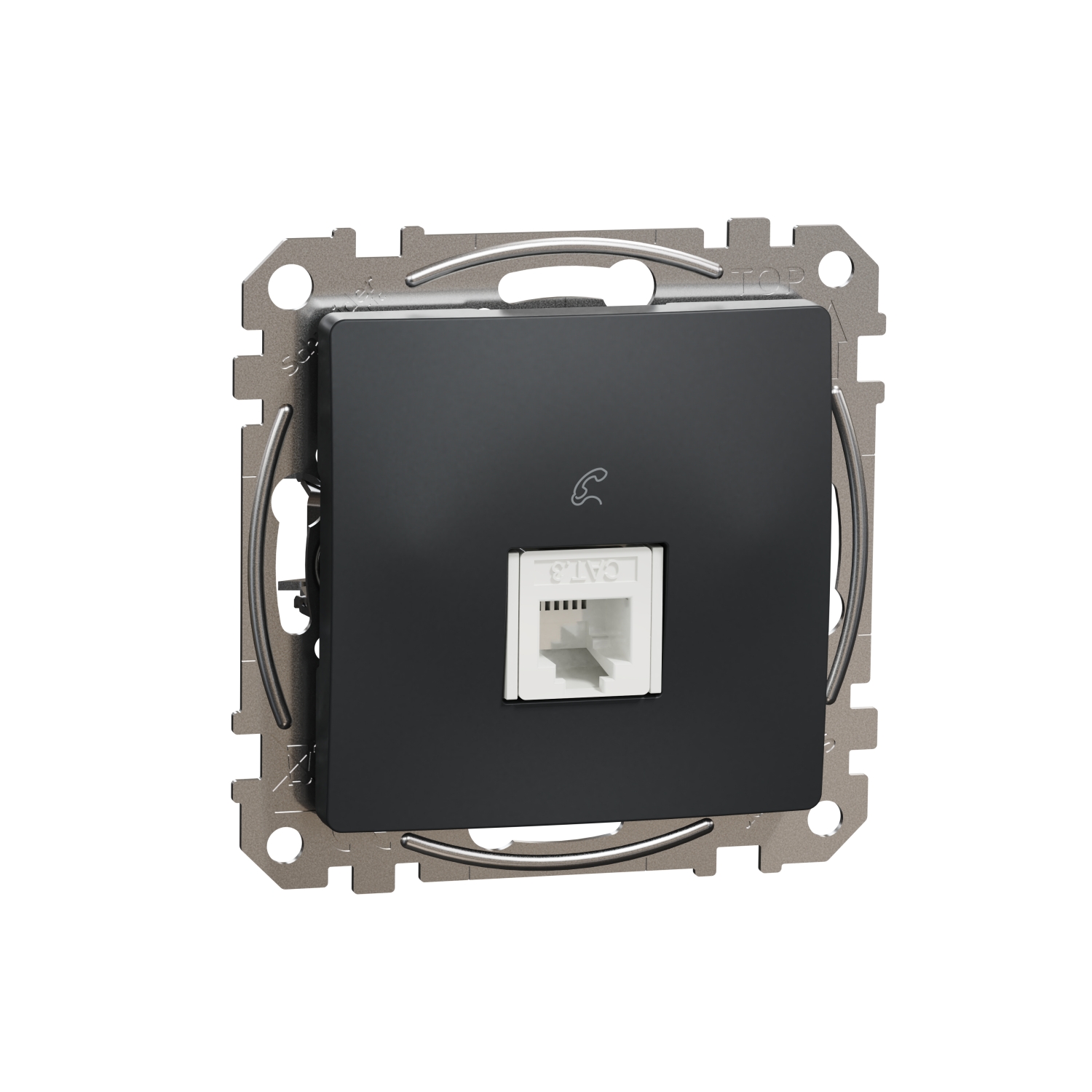 Schneider Electric telephone socket 1xRJ11 flush-mounted (mechanism) anthracite SEDNA Design, SDD114491 cover photo
