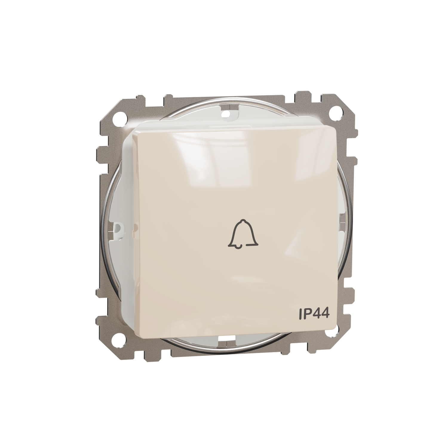 Schneider Electric impulse switch flush-mounted (mechanism) with a bell symbol beige IP44 SEDNA Design, SDD212131 cover photo