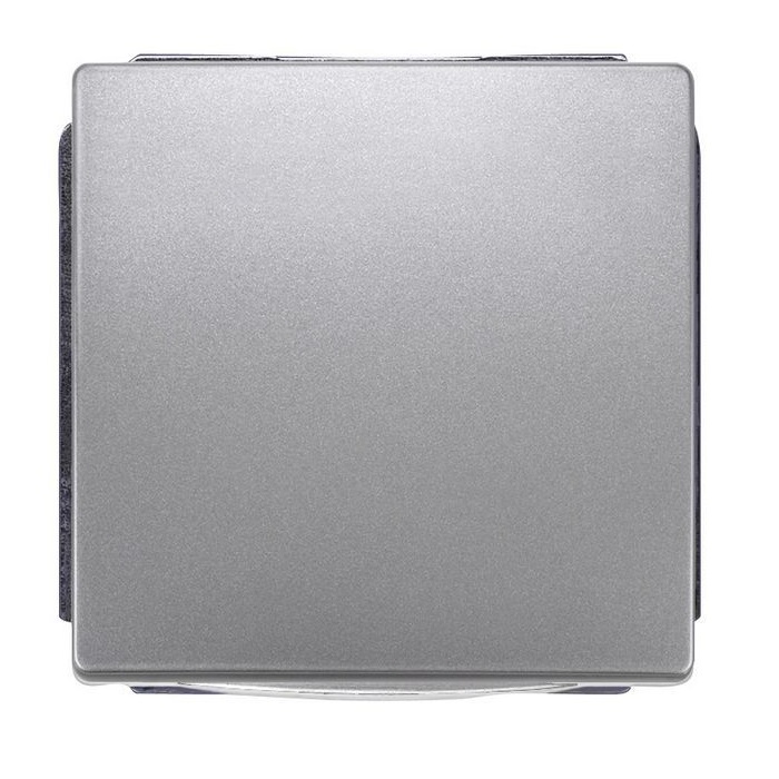Siemens flush-mounted 1-slot electricity socket mechanism grounded with cover aluminum DELTA STYLE, 5UB1852-1 cover photo