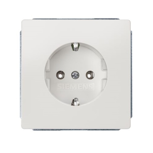 Siemens flush-mounted 1-slot electricity socket mechanism grounded titanium white IP20 DELTA STYLE, 5UB1853 cover photo