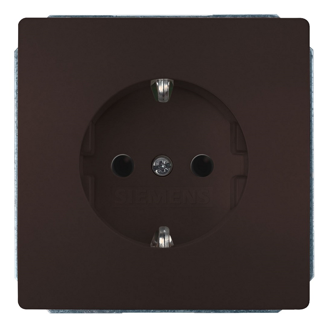 Siemens flush-mounted 1-slot electricity socket grounded with protection chocolate DELTA STYLE, 5UB1855-0CH01 cover photo