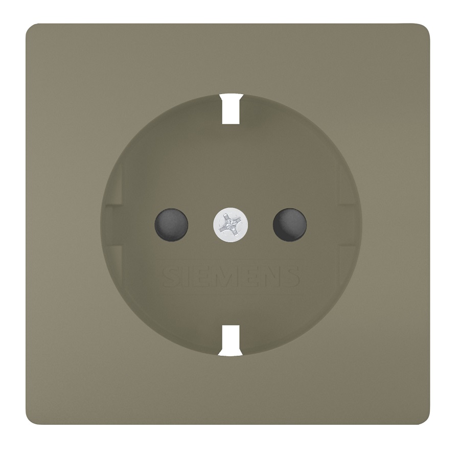 Siemens flush-mounted 1-slot electricity socket grounded with protection gold DELTA STYLE, 5UB1855-0MG01 cover photo