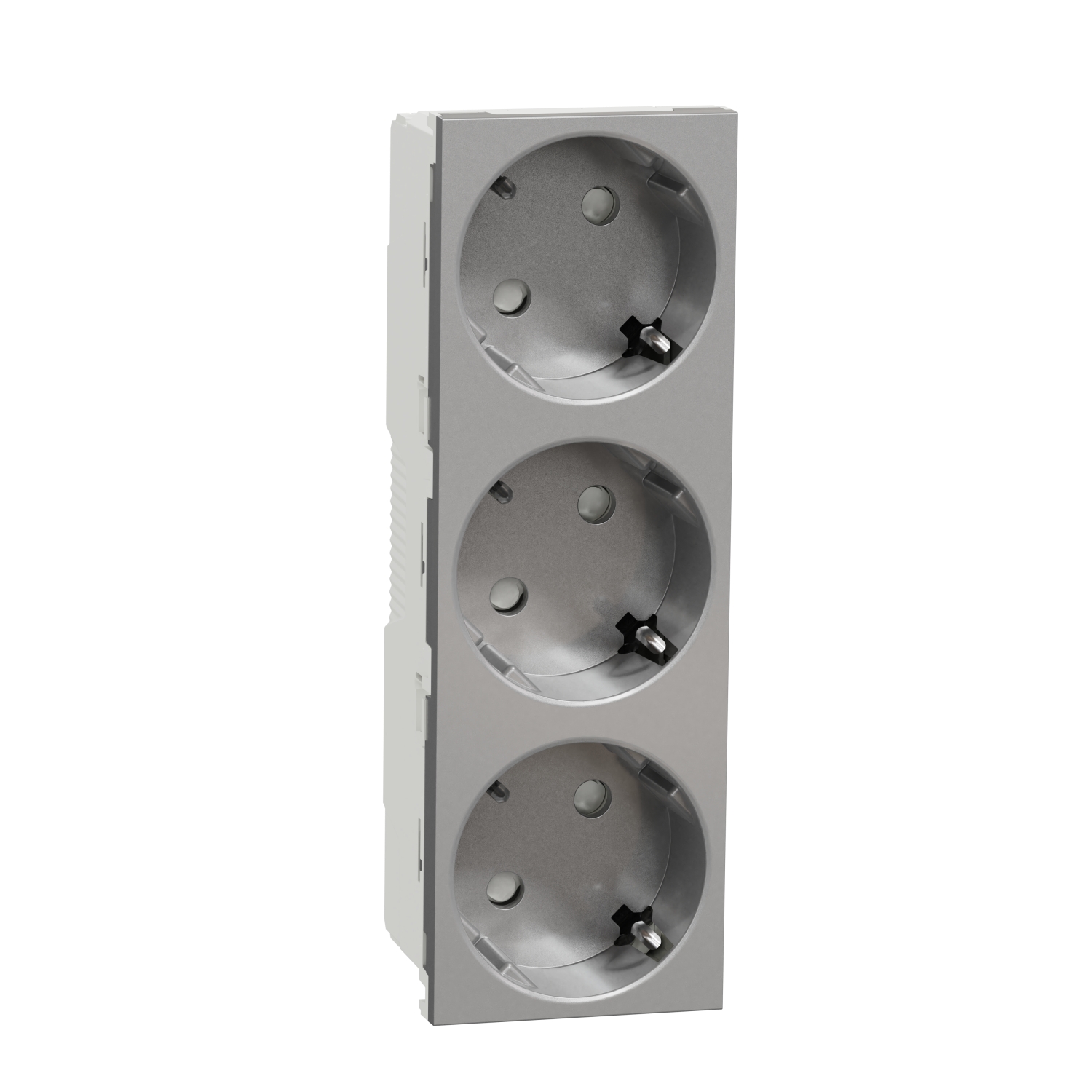 Schneider Electric socket 3-slot with zem. kontaktu aiz. aluminum IP21 New Unica, NU307630 cover photo