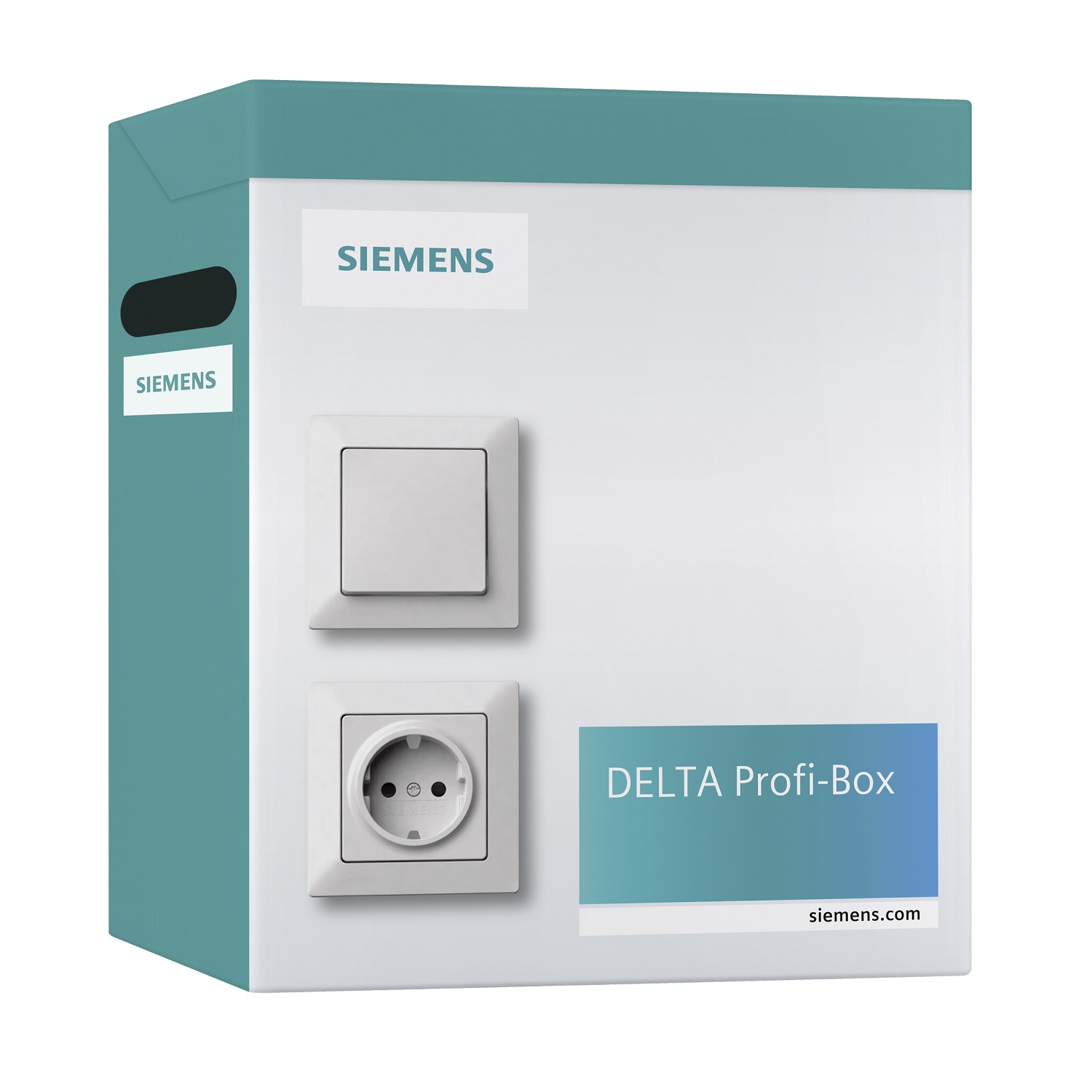 Siemens flush-mounted 1-slot electricity socket titanium white DELTA (100pcs), 5UB1511-0KA cover photo