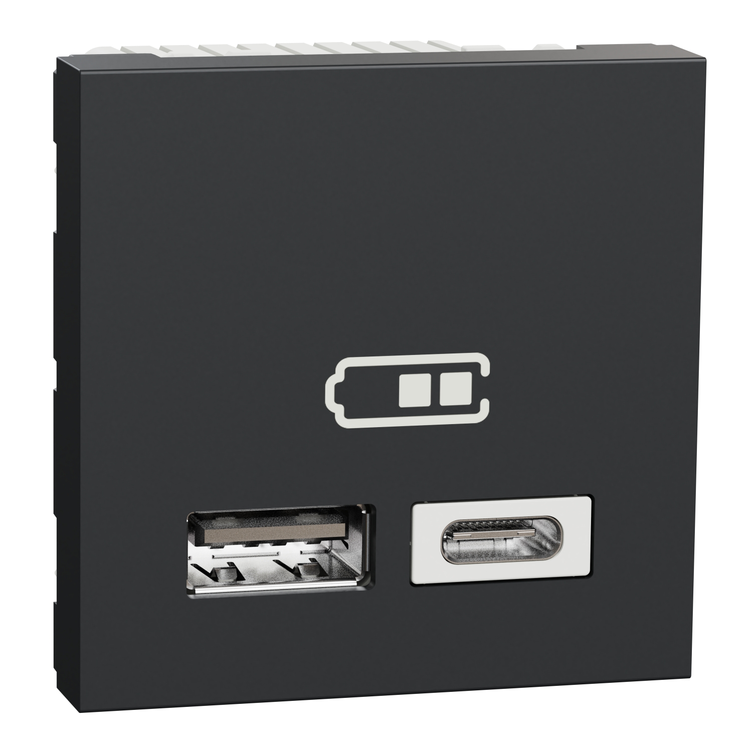 Schneider Electric USB charger 45x45mm 2mod 2-slot A+C max 2.4A anthracite Unica, NU301854 cover photo
