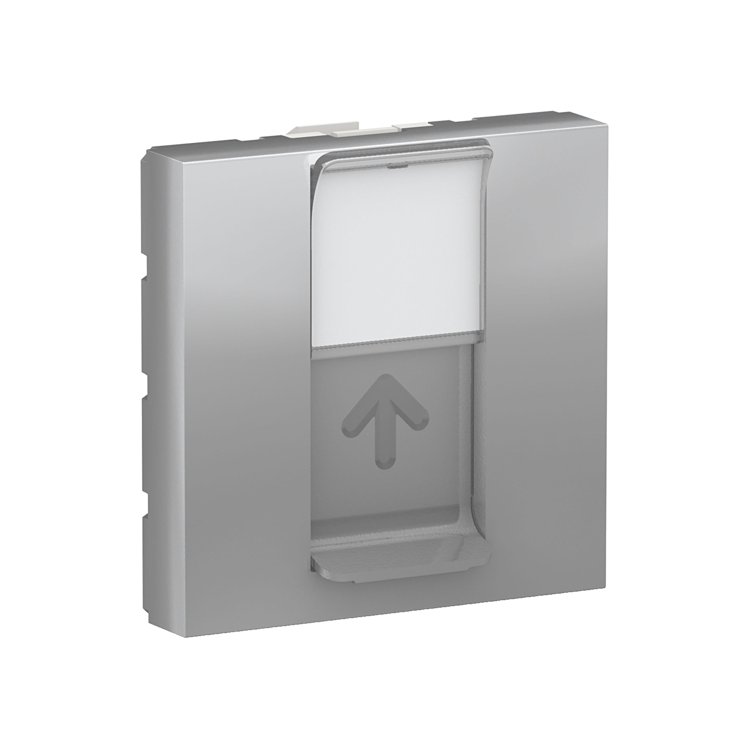 Schneider Electric central plate 45x45mm 2mod 1xRJ45 Keystone data socket aluminum Unica, NU946130 cover photo