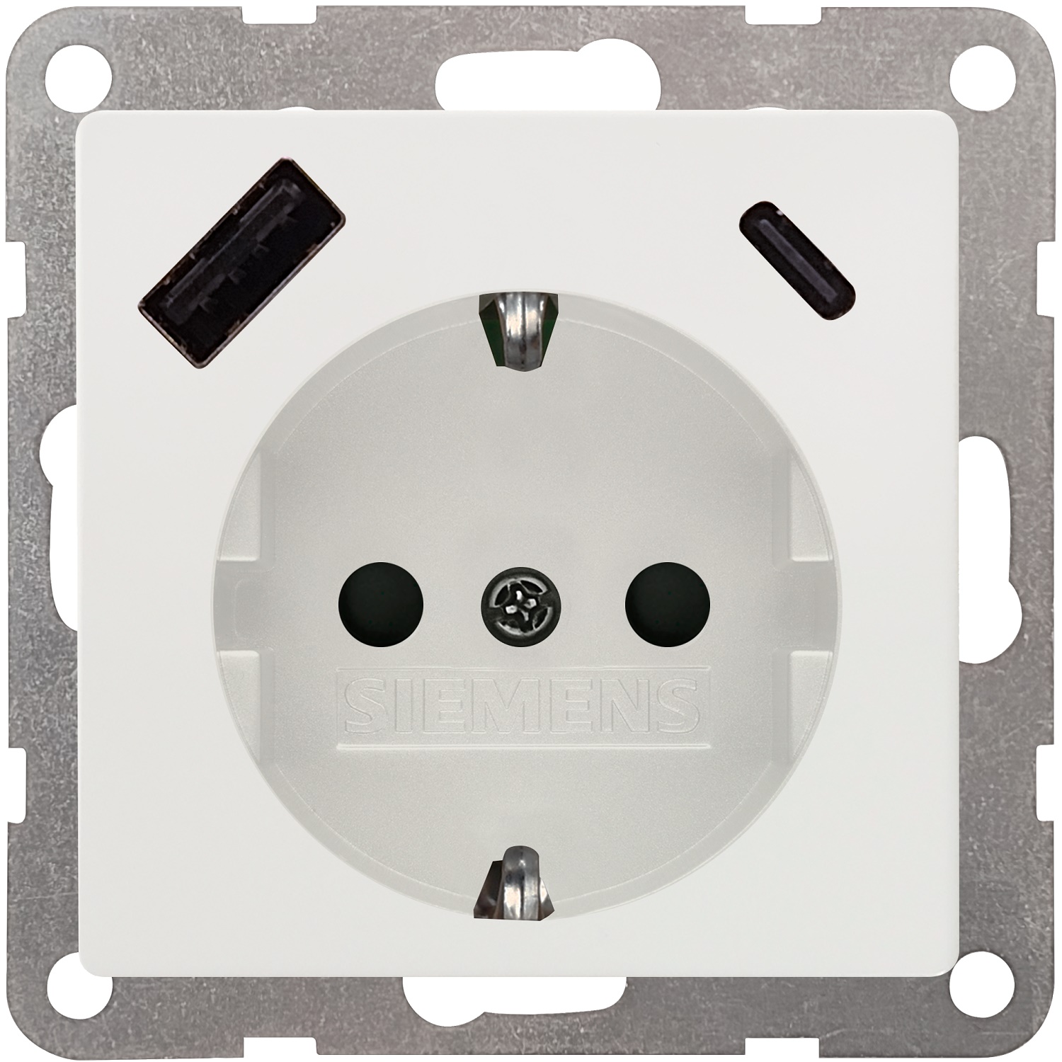 Siemens flush mounted electricity socket grounded USB A+C 18W titanium white DELTA I-SYSTEM, 5UB1970-1TW01 cover photo