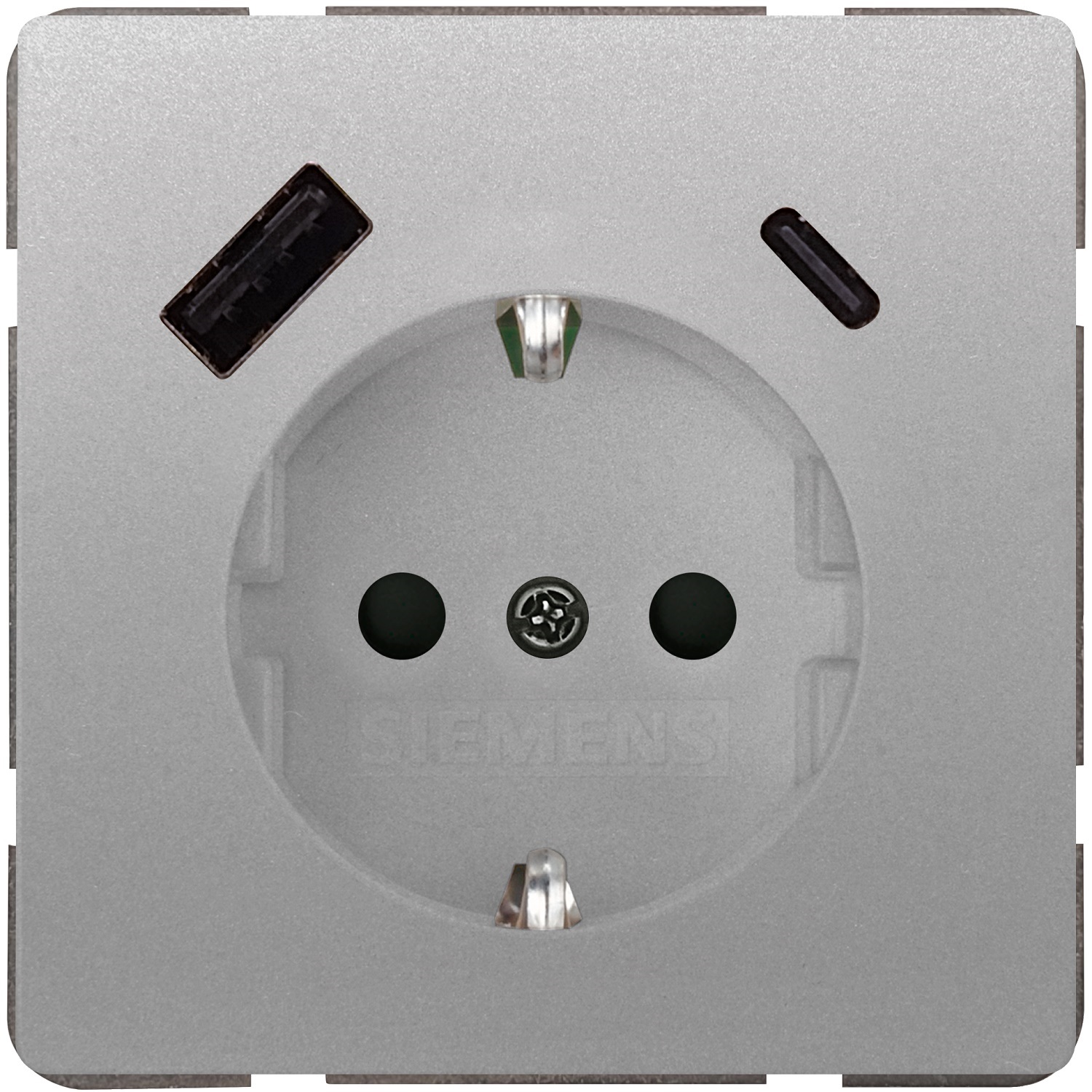 Siemens flush mounted electricity socket grounded USB A+C 18W platinum met. DELTA STYLE, 5UB1870-1PM01 cover photo