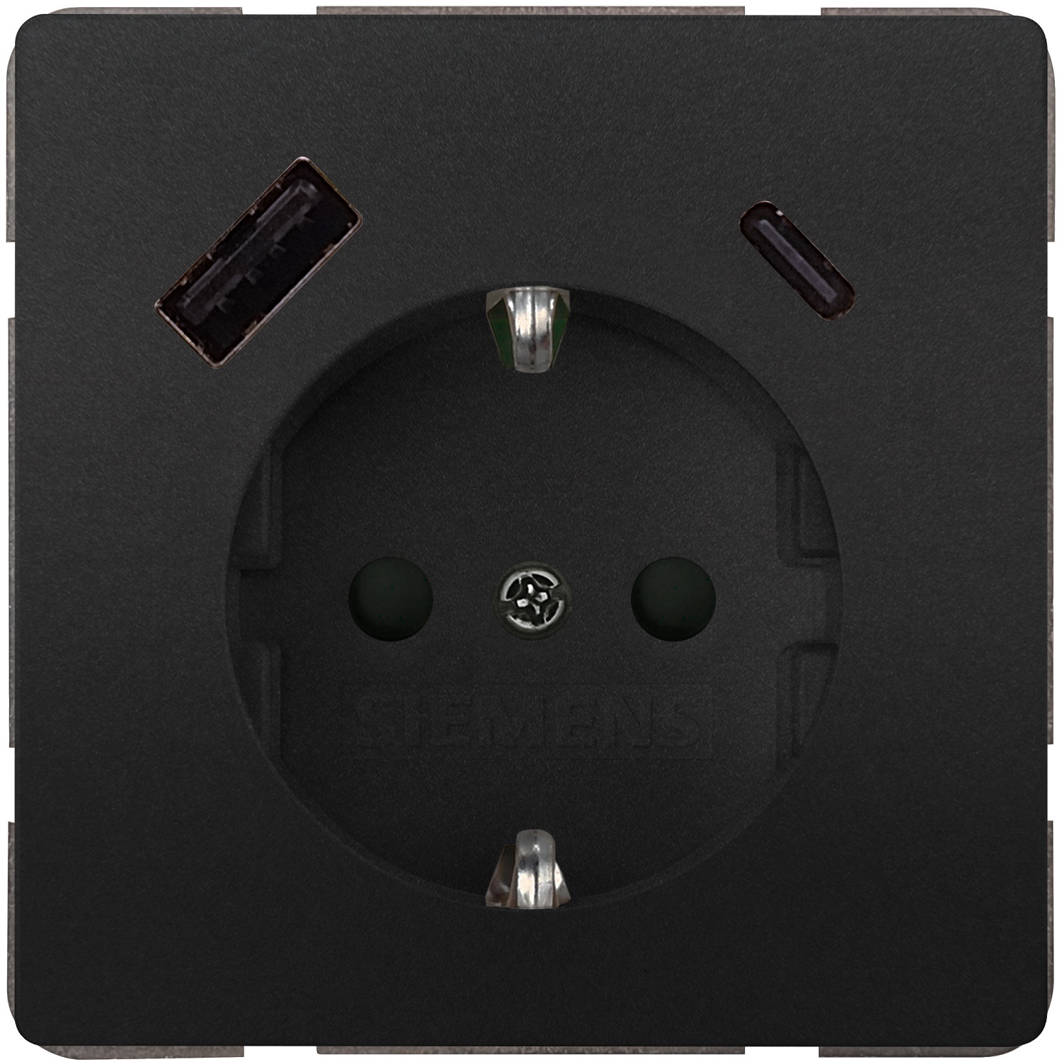 Siemens flush mounted electricity socket grounded USB A+C 18W anthracite DELTA STYLE, 5UB1870-1AC01 cover photo
