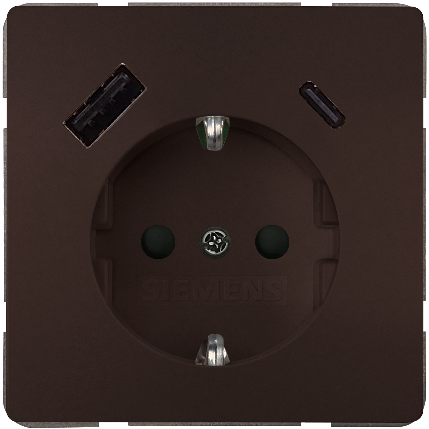 Siemens flush mounted electricity socket grounded USB A+C 18W chocolate DELTA STYLE, 5UB1870-1CH01 cover photo