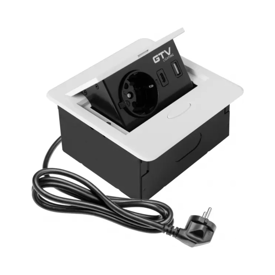 GTV built-in socket 1-slot USB A+C wire 1.5m white AVARO, AE-PB1SAVA-10N cover photo