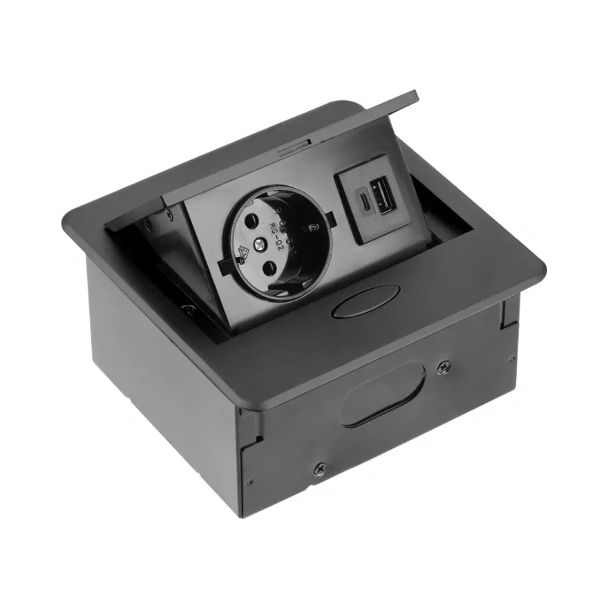 GTV built-in socket 1-slot USB A+C wire 1.5m black AVARO, AE-PB1SAVA-20N cover photo
