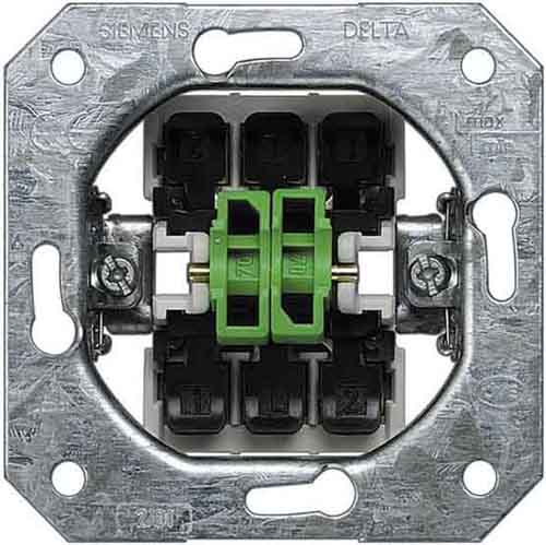 Siemens flush-mounted double two-way switch mechanism Delta I-System, IP20, 5TA2118 cover photo