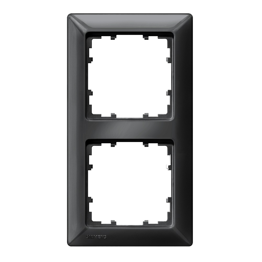 Siemens 2-slot socket frame Delta Line, black, 5TG2552-6 cover photo
