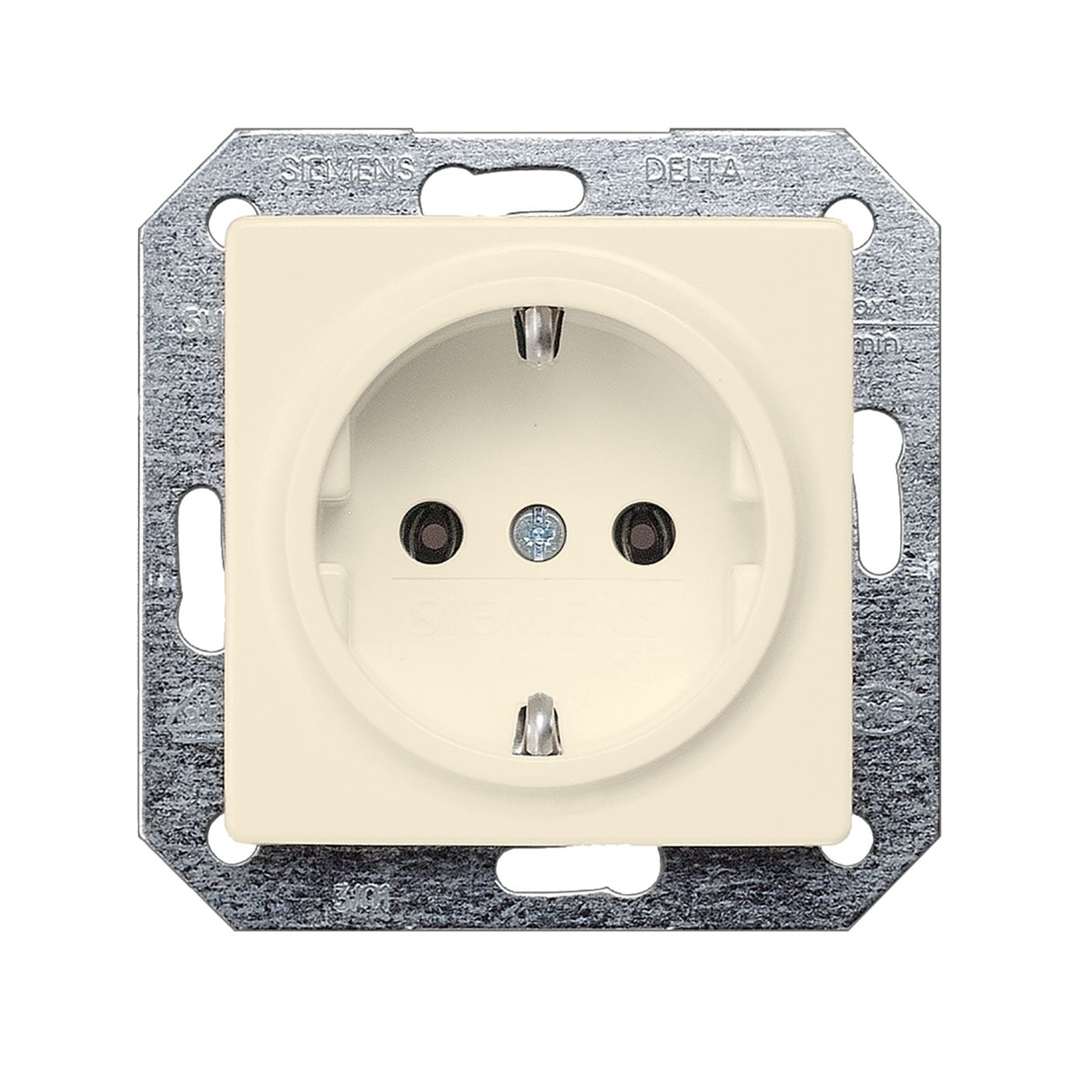 Siemens flush-mounted 1-slot electricity socket mechanism Delta I-System, grounded, beige, IP20, 5UB1551 cover photo